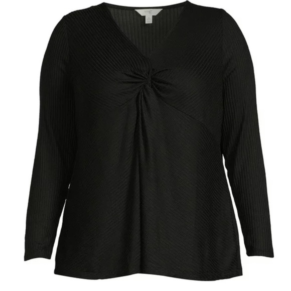Terra & Sky Women's Plus Size Long Sleeve Twist Front Top - Picture 2 of 3